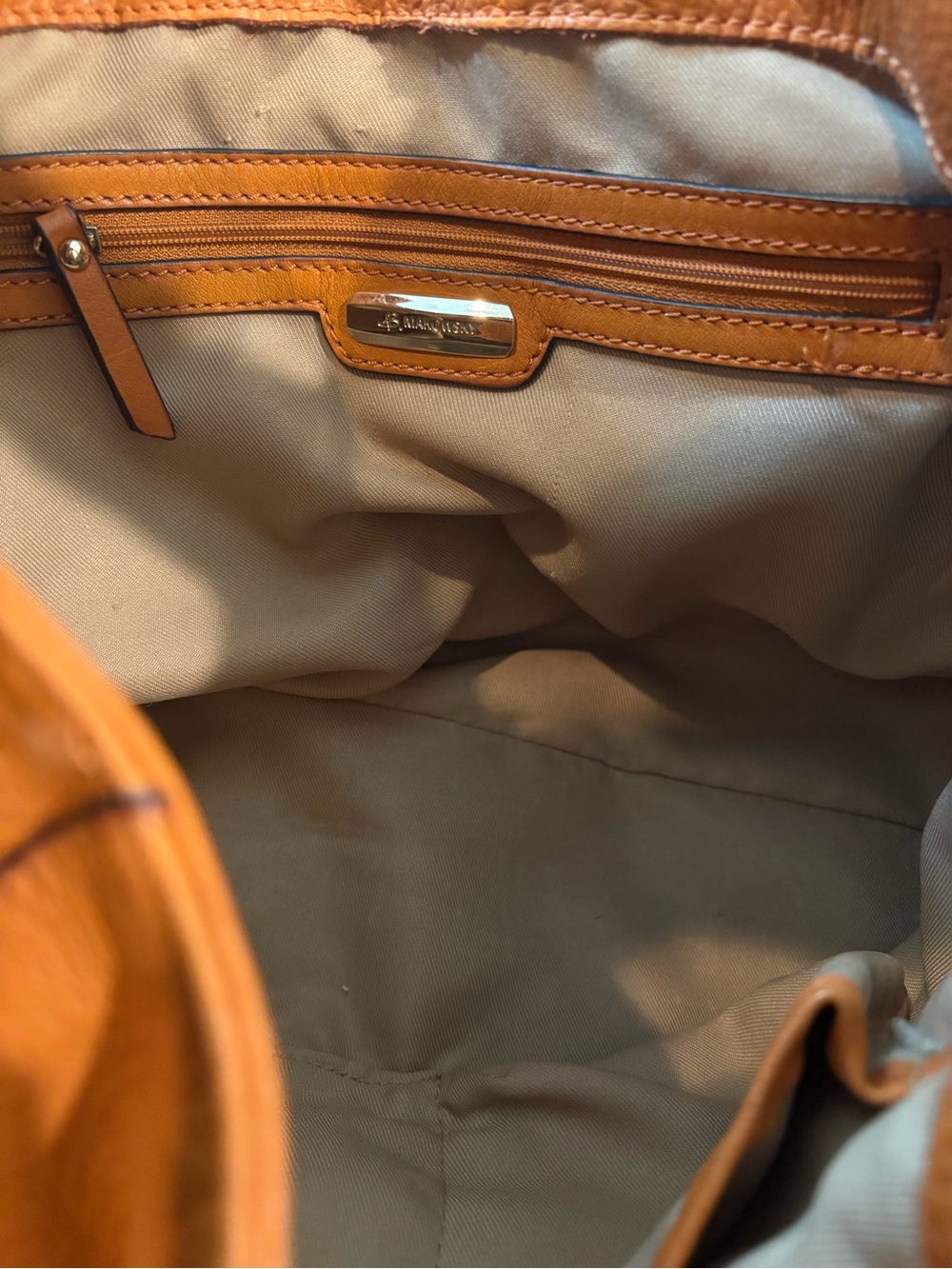 b. makowsky Orange Leather Shoulder Hobo - Picture 6 of 11